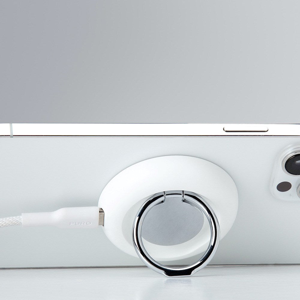 Puro Mag Loop Pro 15W trådløs lader med USB-C inkl. Stativfunksjon - MagSafe-kompatibel - Hvit