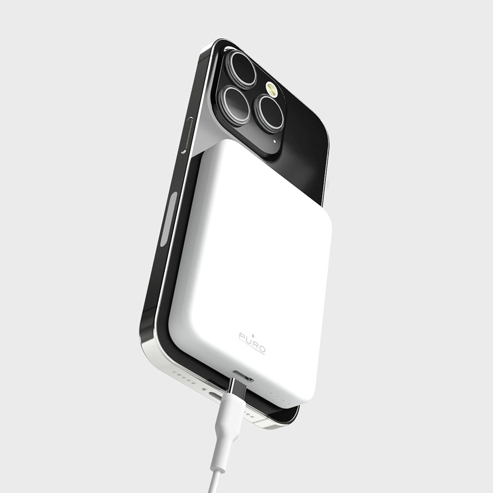 Puro Mini Power Mag 15W trådløs Powerbank 4200 mAh w. USB-C-kontakt - MagSafe-kompatibel - Hvit