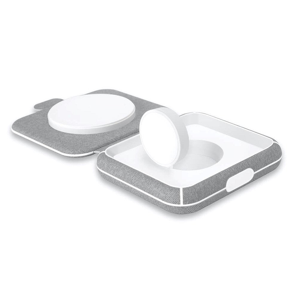 Puro bærbar 2-i-1 trådløs ladestasjon for Apple Watch USB-C - MagSafe-kompatibel - Grå / Hvit