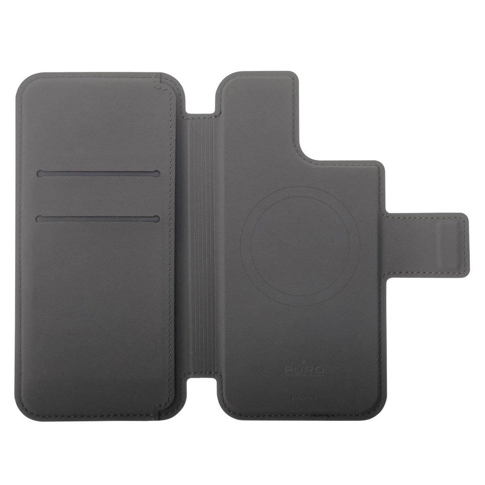 iPhone 12 / 12 Pro / 13 / 14 / 15 Puro Wallet Magnetic Folio Flip Cover - MagSafe-kompatibel - Svart
