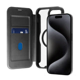 Puro Booklet Magsafe Cover for iPhone 15 Pro - Horisontal Flip + 2 kortlommer - Svart