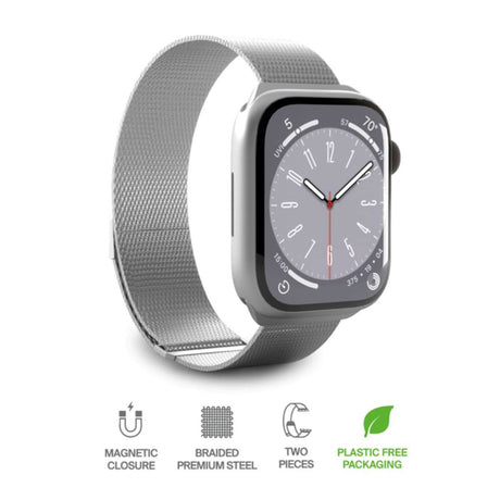 Apple Watch (42/44/SE/45/46/49 mm) Puro MILANESE klokkerem i rustfritt stål - Argento