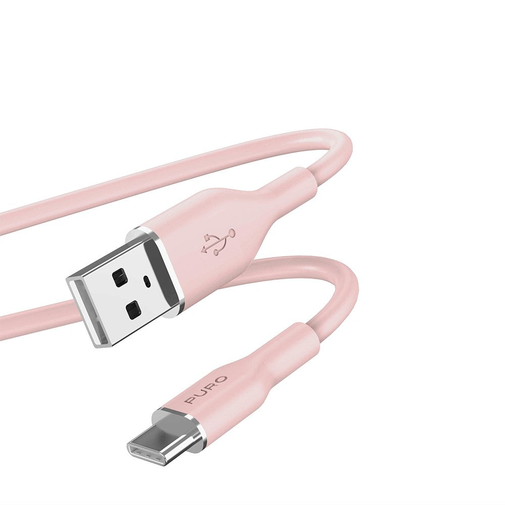 USB-A til USB-C-kabel - PURO Soft 1,5m - Rosa