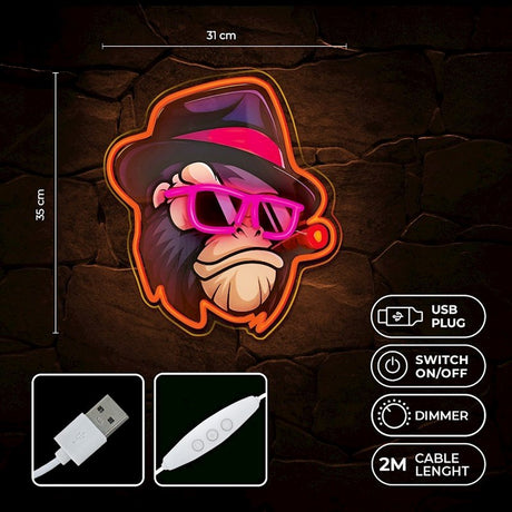 Forever Light ART LED Neon Light - Gangster Monkey