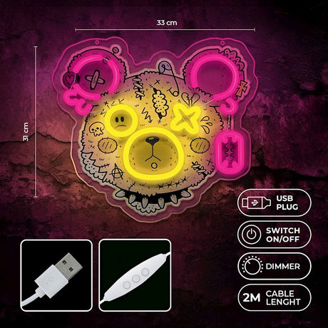 Forever Light ART LED Neon Light - Punk Teddy Bear