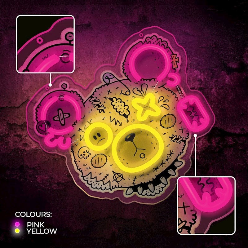 Forever Light ART LED Neon Light - Punk Teddy Bear