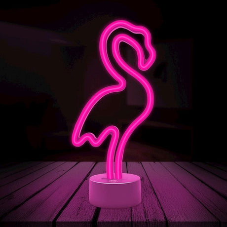 Forever Light Neon dekorasjon m. Fot LED - Rosa lys m. Flamingo