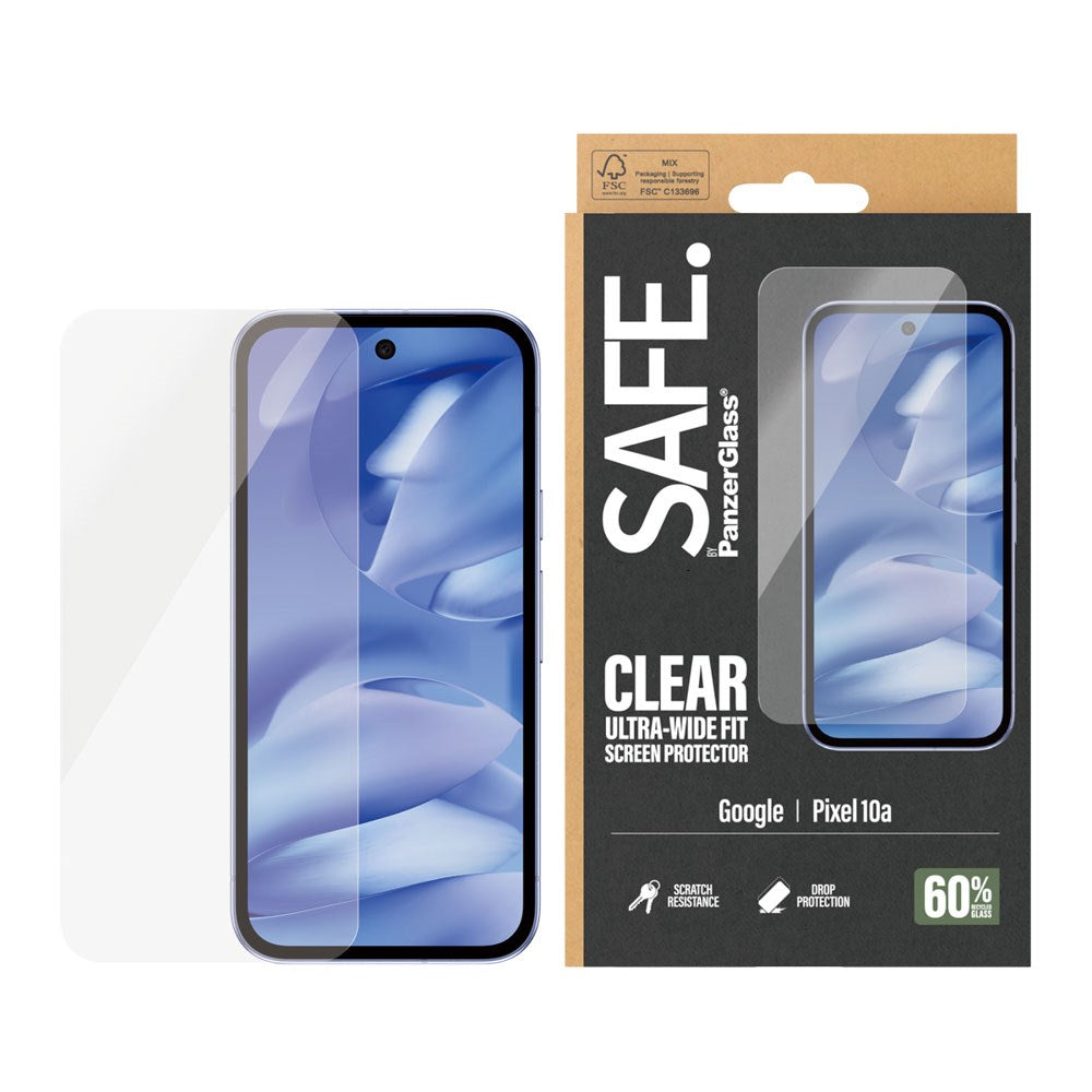 SAFE by PanzerGlass Google Pixel 10a - Ultra-Wide Fit Skærmbeskyttelse - Gennemsigtig