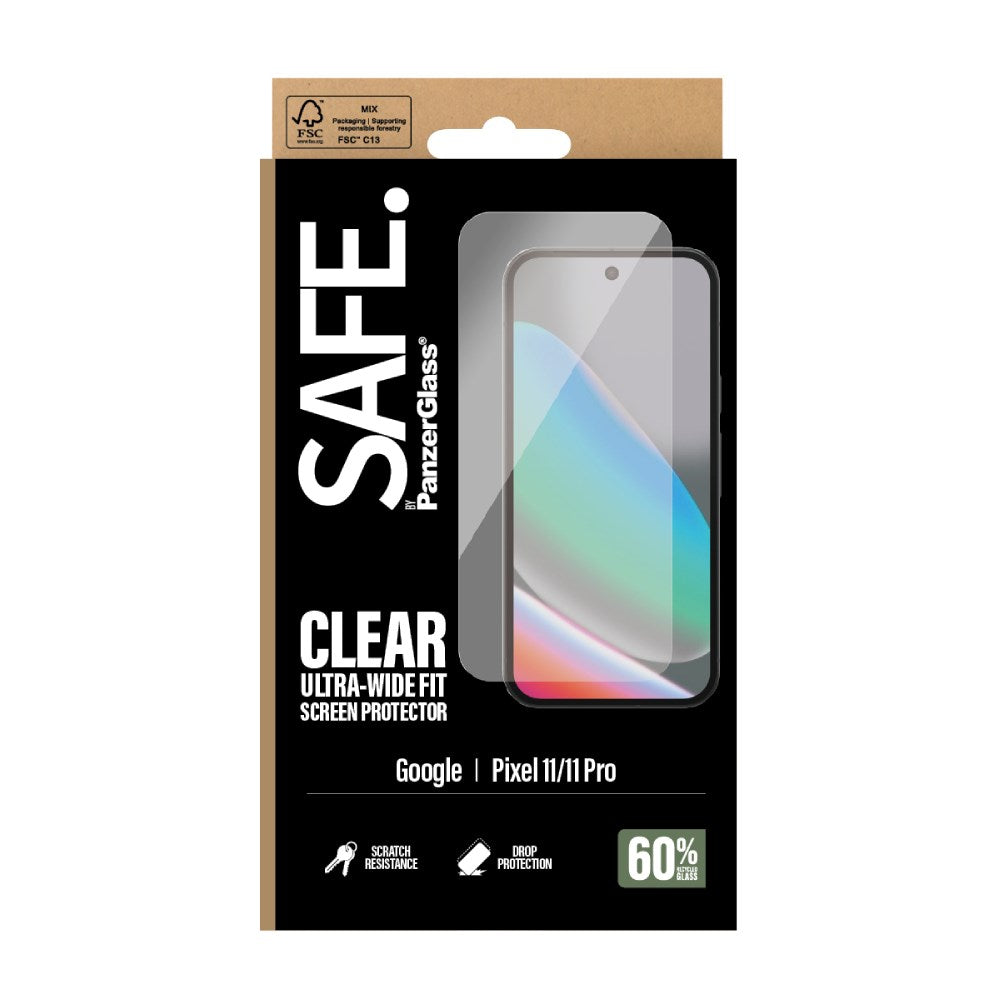 Google Pixel 11 / 11 Pro - SAFE by PanzerGlass Ultra-Wide Fit m. EasyAligner - Skærmbeskyttelse - Gennemsigtig