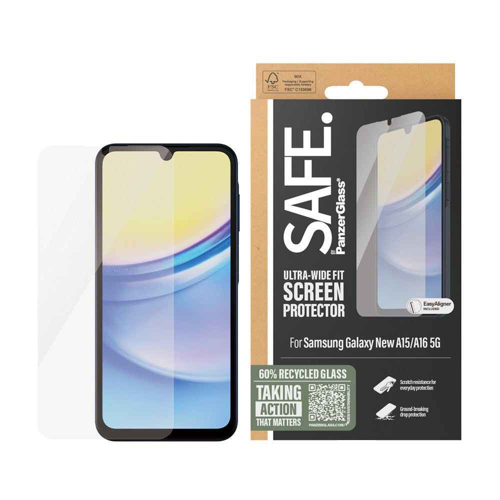 Samsung Galaxy A16 Ultra-Wide Fit skjermbeskytter - SAFE by PanzerGlass - Gjennomsiktig