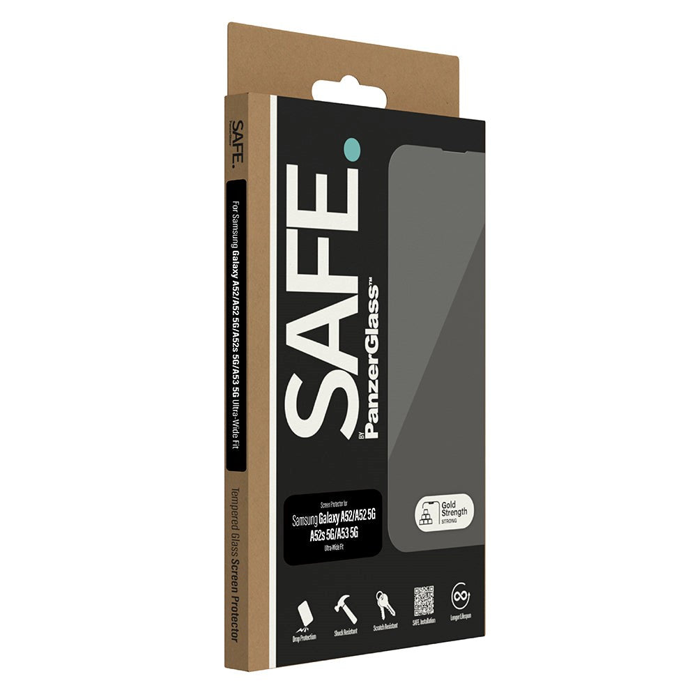 Samsung Galaxy A53 5G / A52s 5G / A52 (4G / 5G) Safe By PanzerGlass® Ultra-Wide Fit-skjermbeskytter - Veskevennlig - Gullstyrke - Gjennomsiktig