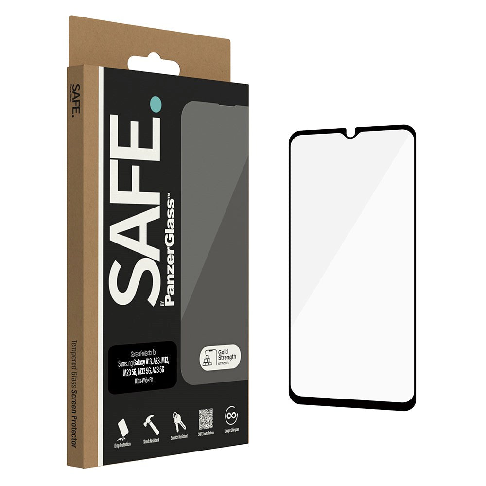 Samsung Galaxy A13 / A23 / A23 (5G) / M13 / M23 (5G) / M33 (5G) Safe By PanzerGlass® Ultra-Wide Fit-skjermbeskytter - Veskevennlig - Gullstyrke - Gjennomsiktig