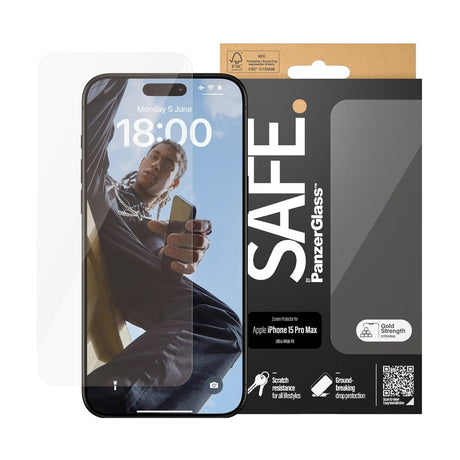 iPhone 15 Pro Max - SAFE by PanzerGlass Ultra-Wide Fit skjermbeskytter i herdet glass - Gjennomsiktig