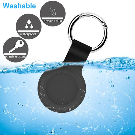 AirTag silikonetui m. Rund karabinkrok - Rød