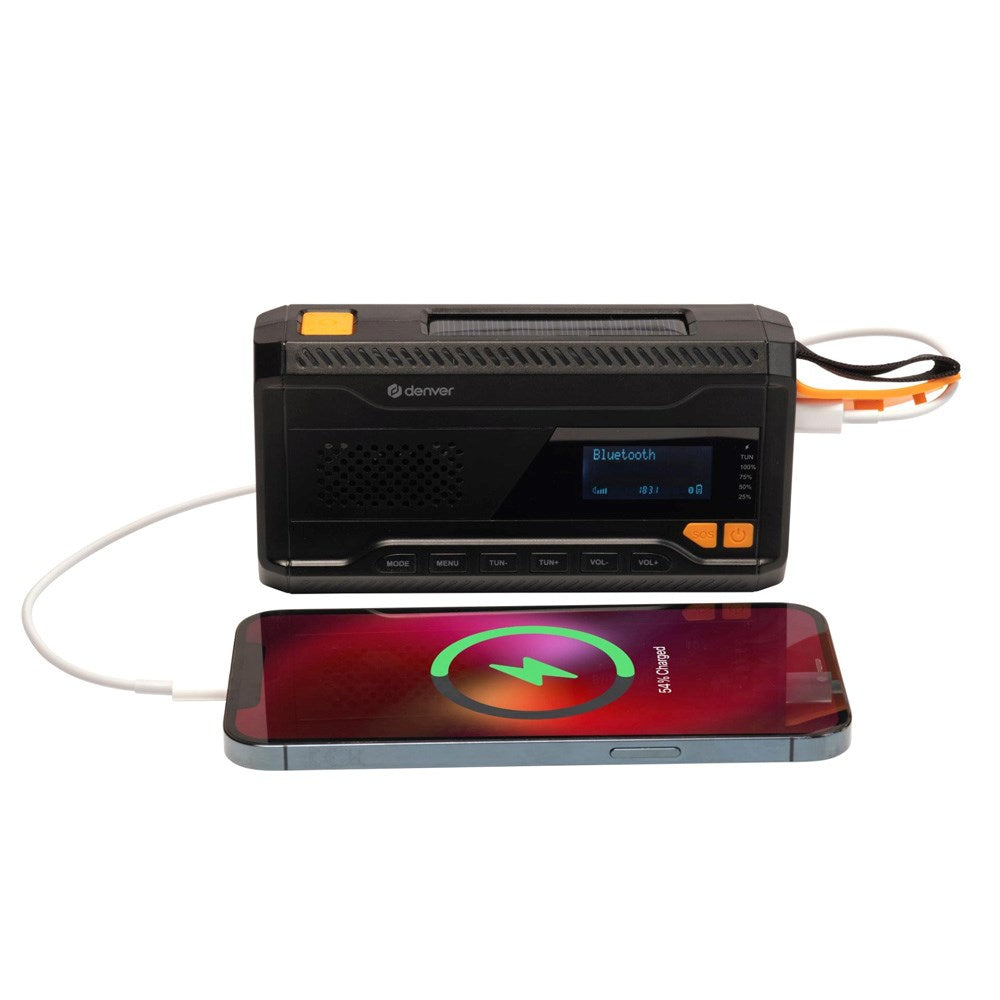 Denver Nødradio med DAB+ / FM Radio & Bluetooth & Lommelygte - Sort