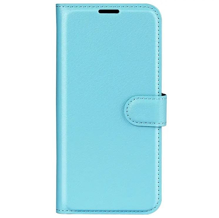 Samsung Galaxy A25 (5G) Litchi Leather Flip Cover m. Lommebok - Lyseblå