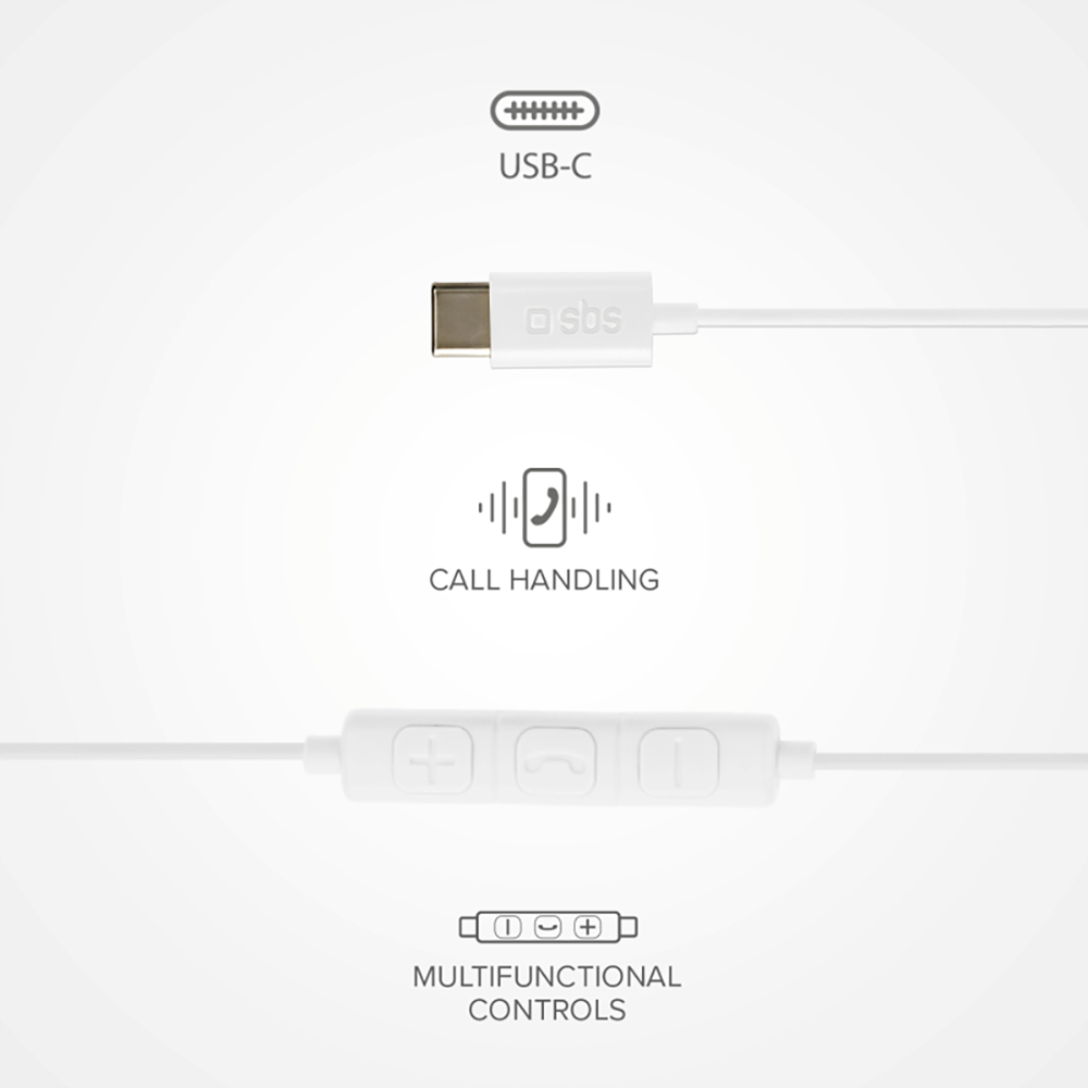 SBS Studio Mix 65 Hodetelefon In-Ear m. USB-C og mikrofon - Hvit