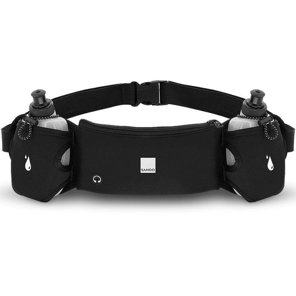 Løpebelte m. Lomme og 2 vannflasker - Svart