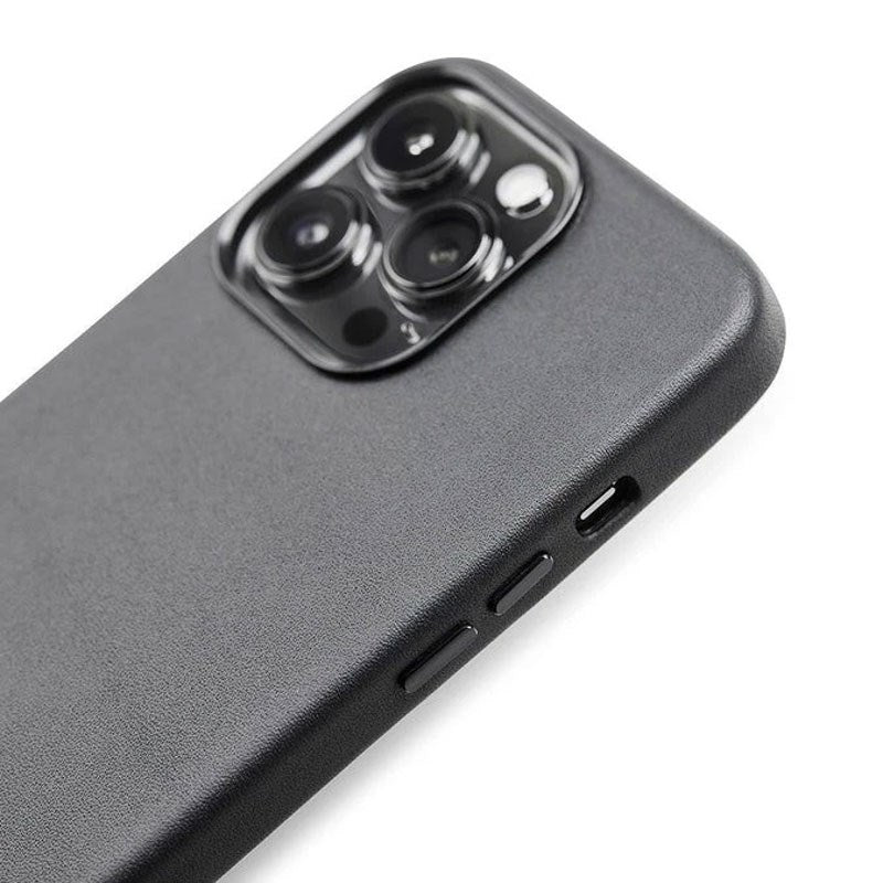 iPhone 13 Pro Trunk Ægte Læder Bagside Cover - Sort