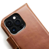 iPhone 13 Pro Max Trunk 2-i-1 flip-deksel i ekte skinn m. Lommebok - Brun