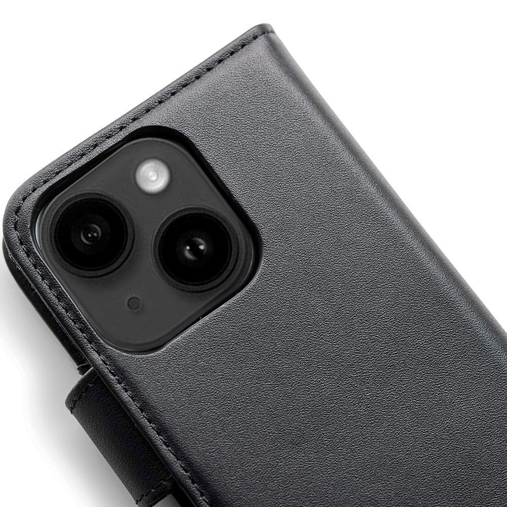 iPhone 13 Trunk 2-i-1 Ægte Læder Flip Cover m. Pung - Sort