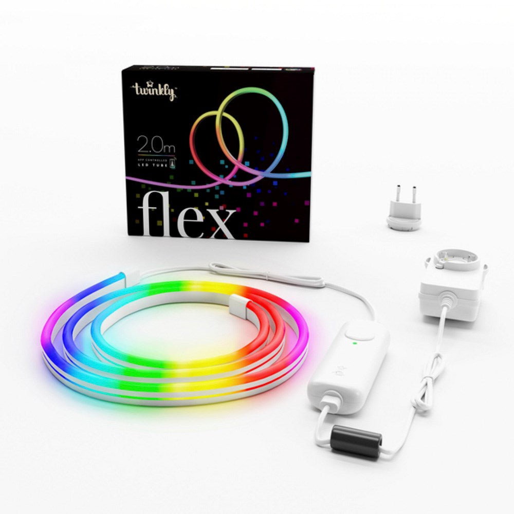 Twinkly 200-LED RGB Flex 2m - Fleksibel belysning med hvit ledning
