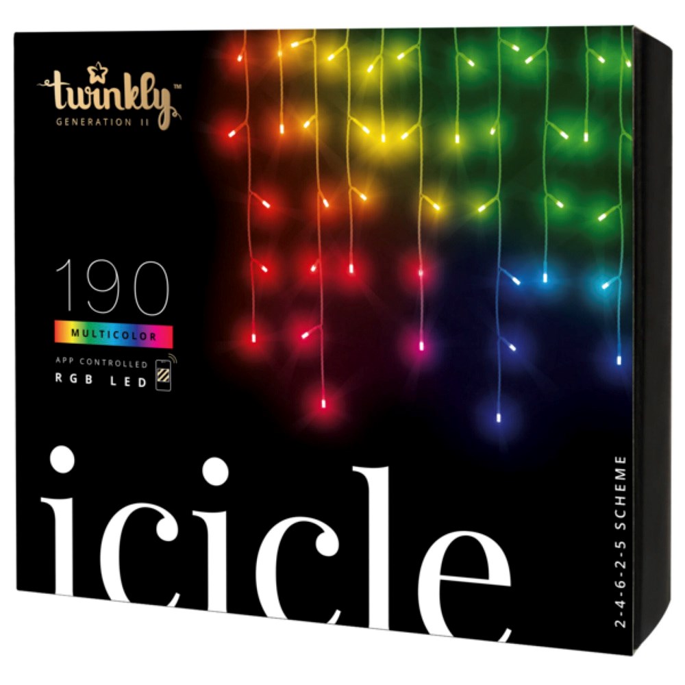 Twinkly 190L RGB Icicle 5m strenglys - fleksibel belysning med hvit ledning