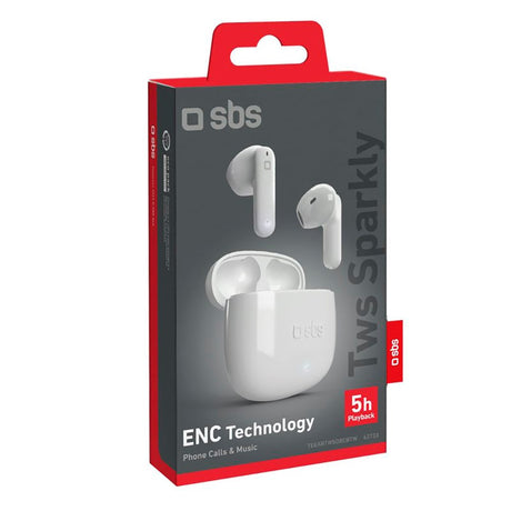 SBS Sparkly TWS Bluetooth In-Ear øretelefoner - Hvit