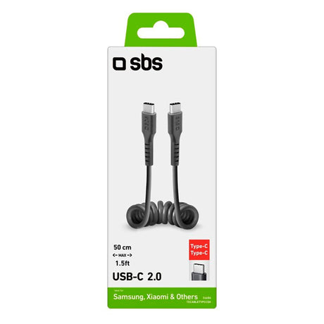 SBS USB-C til USB-C-kabel - 0,5 meter - 25W (PD) - Svart