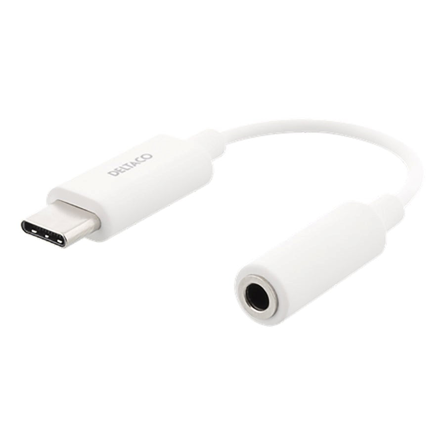 Deltaco USB-C til AUX 3,5 mm adapter - Hvit