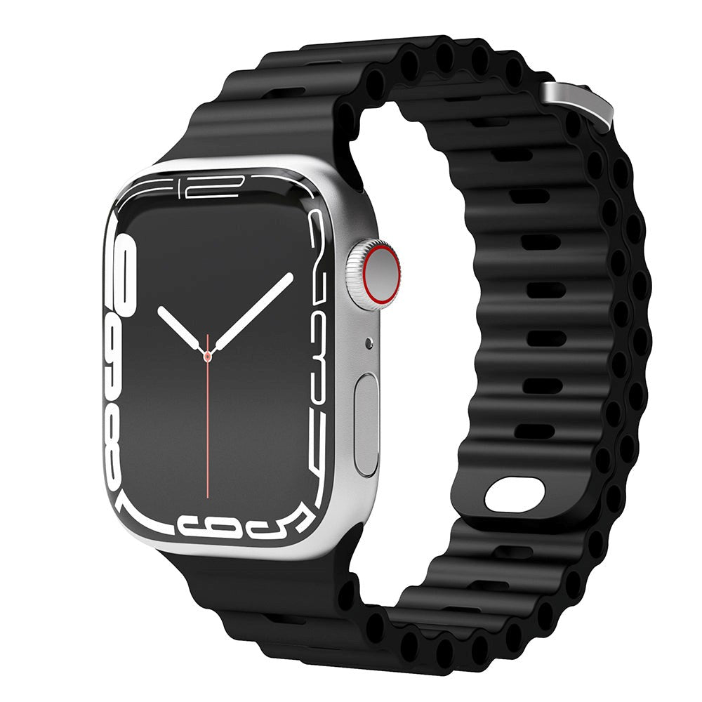 Vonmählen Apple Watch (38/40/SE/41MM) Wave Band Silikonstropp - Svart