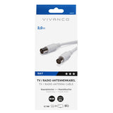 Antennekabel Coaxial 90DB F-M - 3m Hvid