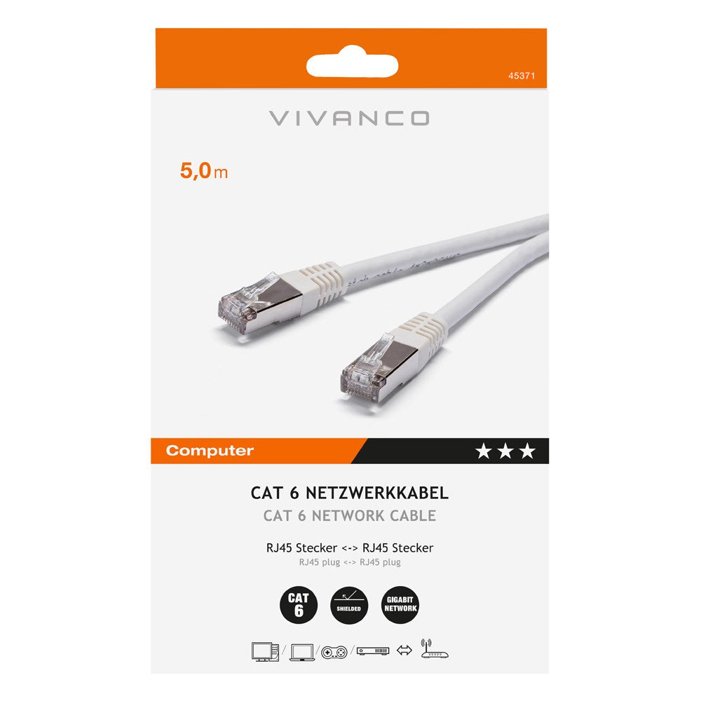 Netværkskabel RJ45 Cat 6 M-M - 5m Hvid