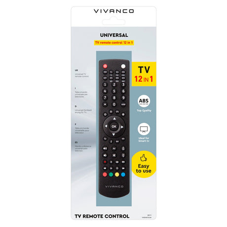 Vivanco Universal Fjernbetjening - Kompatibel m. TV / Smart TV / DVD-Afspiller - Sort