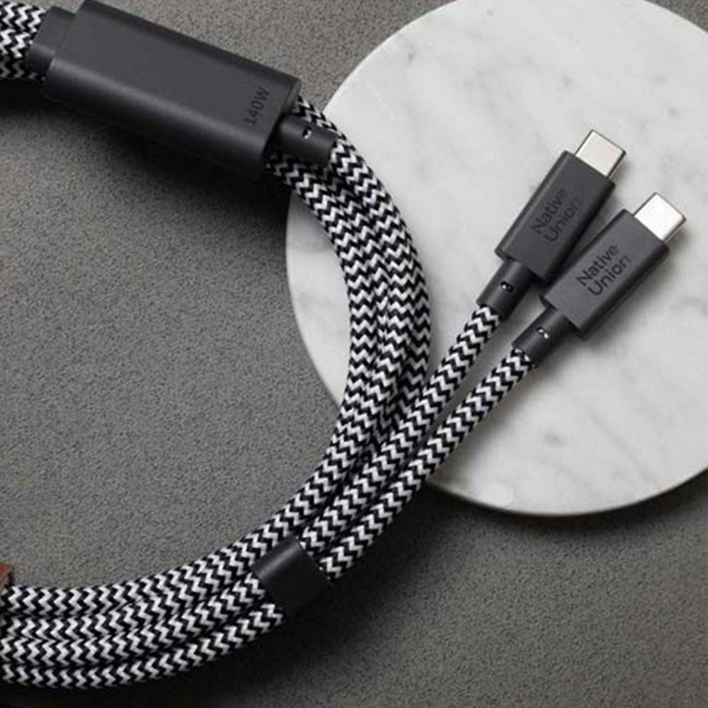 Native Union 2-i-1 USB-C til USB-C Kabel - 2m / 140W - Zebra