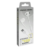 MUSIC HERO Tubb Stereo In-Ear Headset m. USB-C og mikrofon - Hvit