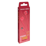MUSIC HERO Tubb Stereo In-Ear Headset m. USB-C og mikrofon - rød
