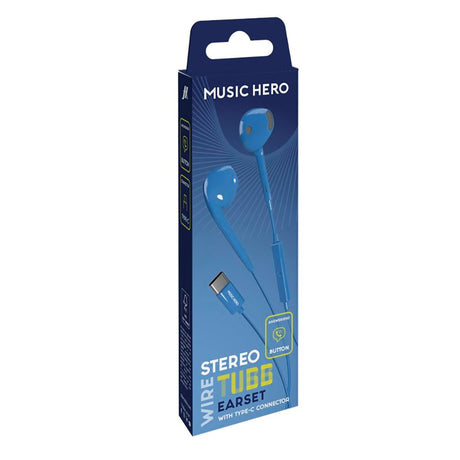 MUSIC HERO Tubb Stereo In-Ear Headset m. USB-C og mikrofon - blå