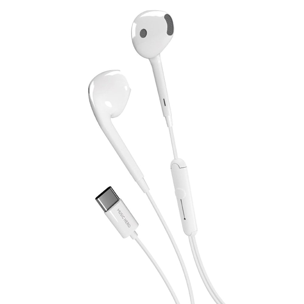 MUSIC HERO Tubb Stereo In-Ear Headset m. USB-C og mikrofon - Hvit