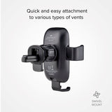 SBS Gravity Mobilholder for bil m. Trådløs lading Qi 10W - Maks Mobil: 55mm - 90mm - Sort