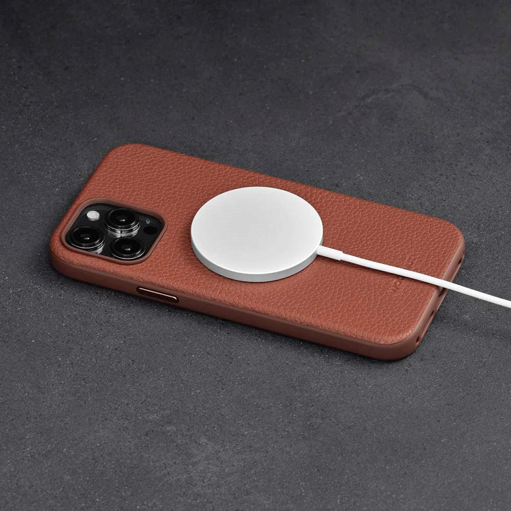 iPhone 15 Pro WOOLNUT Bakdeksel i ekte skinn - MagSafe-kompatibelt - Brun