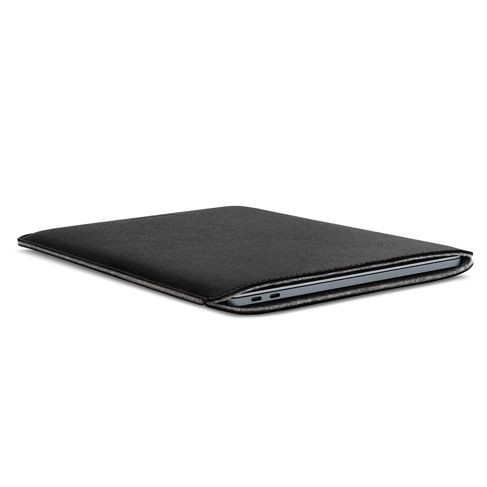 Ullnøtt ekte skinnveske for MacBook / bærbar PC 13" (315 x 220 mm) - Svart