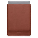 MacBook Pro 14" M4 / M3 / M2 / M1 (2024 - 2021) Ullnøtthylse - 24,5 x 33 cm - Ekte skinn - Brun