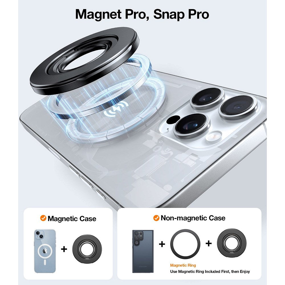 TORRAS - Fingerring m. Ståfunktion - MagSafe Kompatibel - Mørkegrå