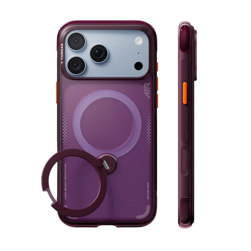 iPhone 18 Pro / 17 Pro TORRAS Ostand Q3 Air Bagside Cover - MagSafe Kompatibel - Lilla