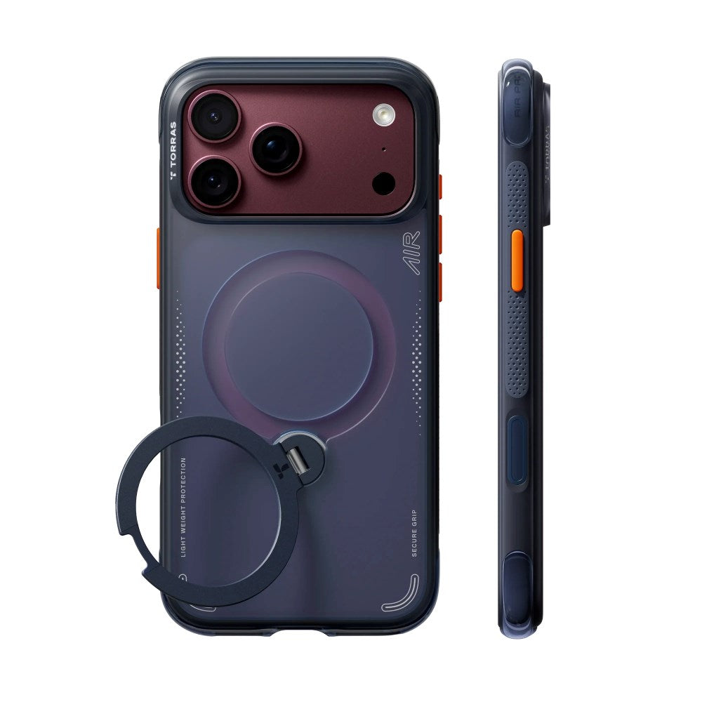 iPhone 18 Pro / 17 Pro TORRAS Ostand Q3 Air Bagside Cover - MagSafe Kompatibel - Deep Blue